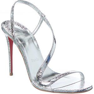 Christian Louboutin ROSALIE 100 Strappy Metallic Sling Sandals Heels Shoes